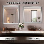 Amorho Bathroom Mirror, 40x38 Inch Silver Thick Metal Framed Wall Mirrors - Image 5
