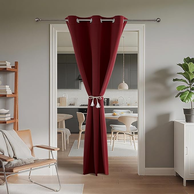 Joydeco Blackout Door Curtain for Doorway Privacy 96 Inches Long, Grommet - Image 2