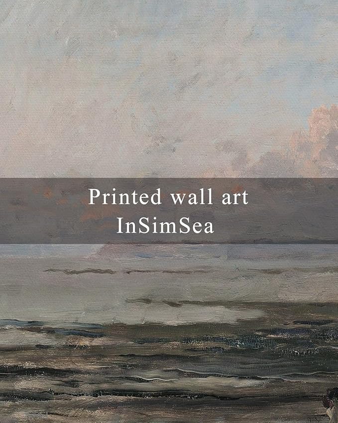 InSimSea Framed Canvas Wall Art, Vintage Coastal Landscape Painting, Rustic - Image 7