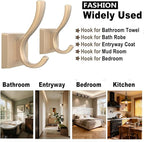 TOFIIGREM Gold Hooks for Wall Double Hooks, Heavy Duty Thick Bathroom Coat - Image 2