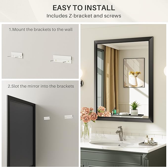 Briivue 48x30 Inch Black Bathroom Mirror - Image 5