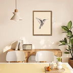 Vintage Framed Wall Art, Birds Canvas Prints, Hummingbird Sketch Painting - Image 9