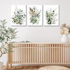Bwodke Botanical Wall Art Plant Floral Watercolor Canvas Prints Set of 3 Framed - Image 8