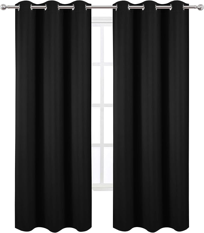 LEMOMO Black Thermal Blackout Curtains/42 x 95 Inch/Set of 2 Panels Room - Image 2