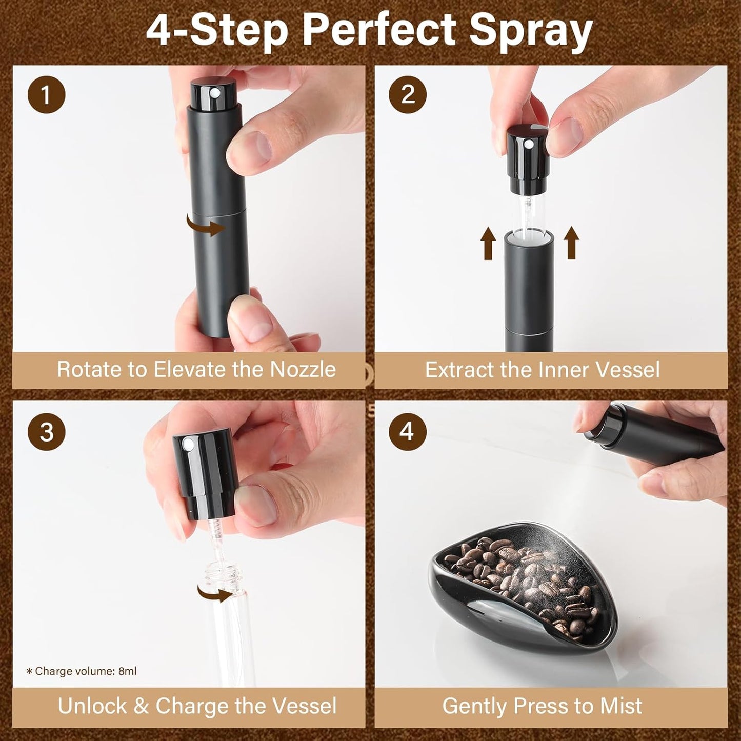 KitchenTour Precision Coffee Kit - Ceramic Dosing Cup & 8ml Anti-Static Sprayer - 2-in-1 Barista Set for Espresso/Cold Brew