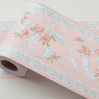 AbaBoorty Pink Flower Pattern Wallpaper Trim by AbaBoorty