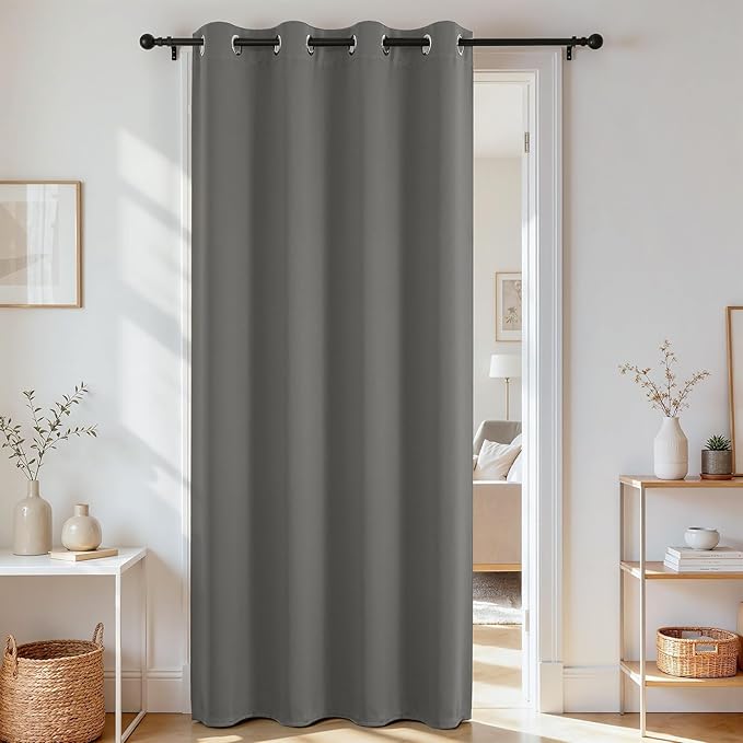 Joydeco Blackout Door Curtain for Doorway Privacy 108 Inches Long, Grommet by JOYDECO