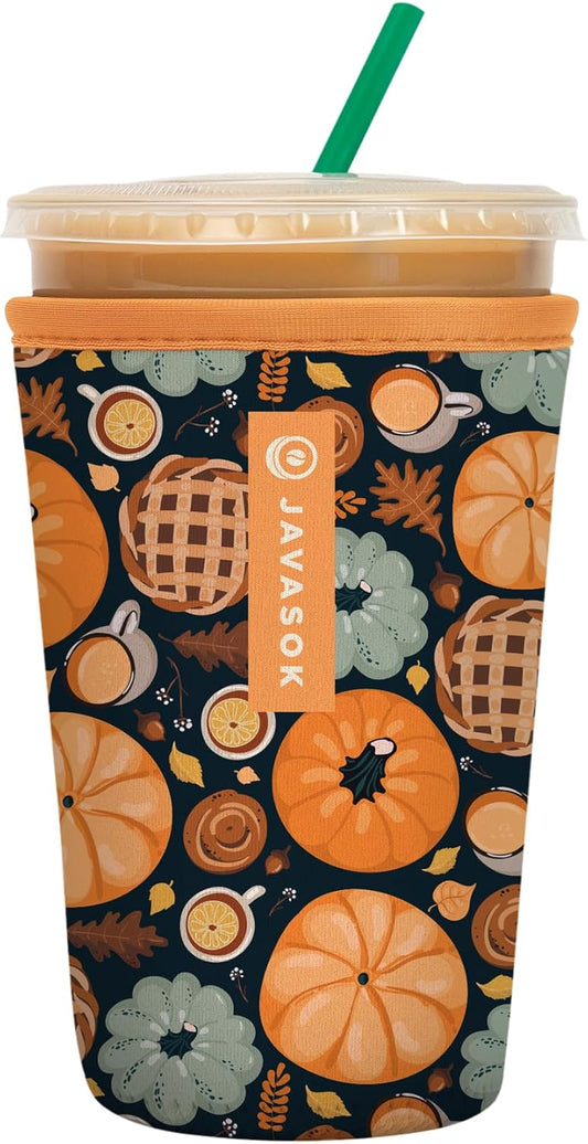 Sok It JavaSok Iced Coffee & Cold Soda Insulated Neoprene Cup Sleeve (Give Thanks, Medium: 22-28oz)