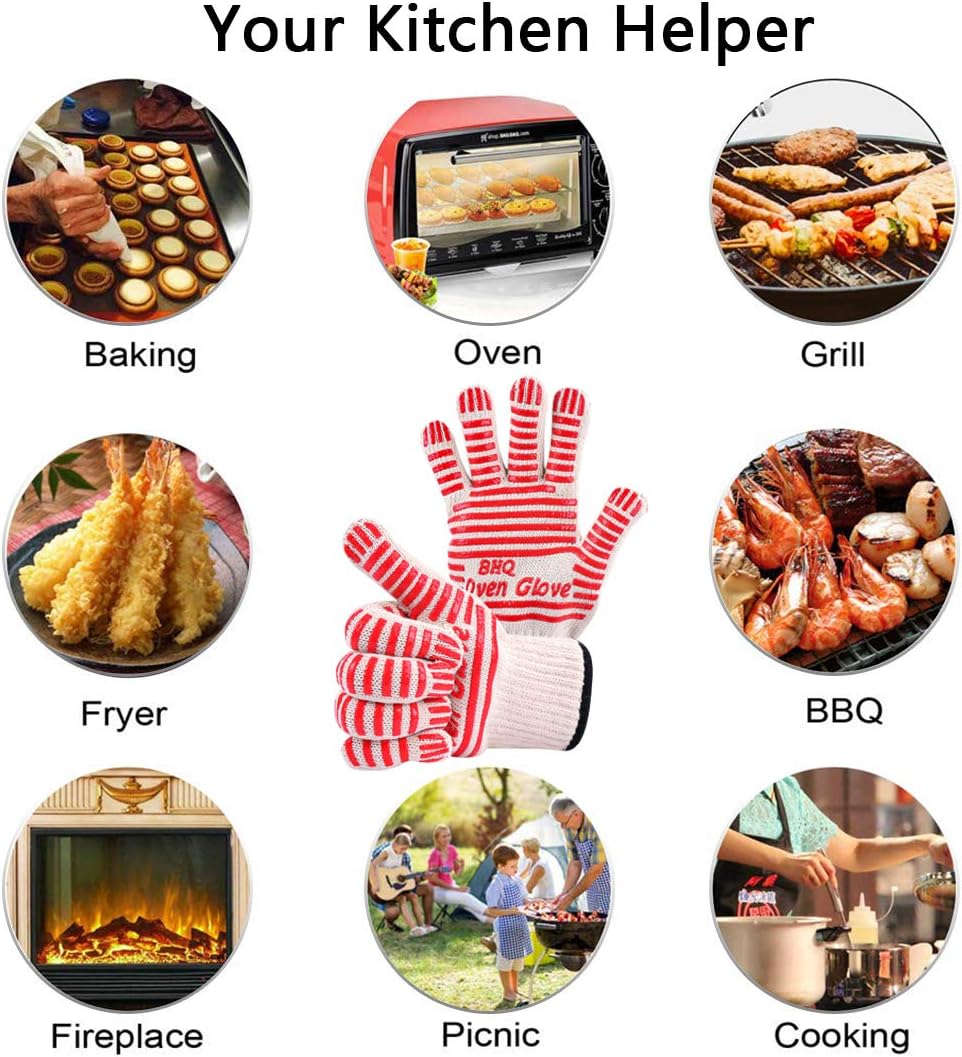 CZSYZCZS Extreme Heat Resistant Oven Gloves - 932F - Cooking Gloves for BBQ, Grilling, Baking,Cutting, Smoker Fireplace