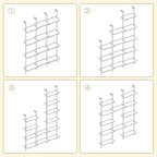 HOOBRO DIY Ladder Shelf, 6-Tier Wooden Wall Mounted Bookshelf, Narrow Gold - Image 8