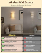 EZVALO Battery Operated Wall Sconce, Rechargeable Wall Sconces Set of Two - Image 3