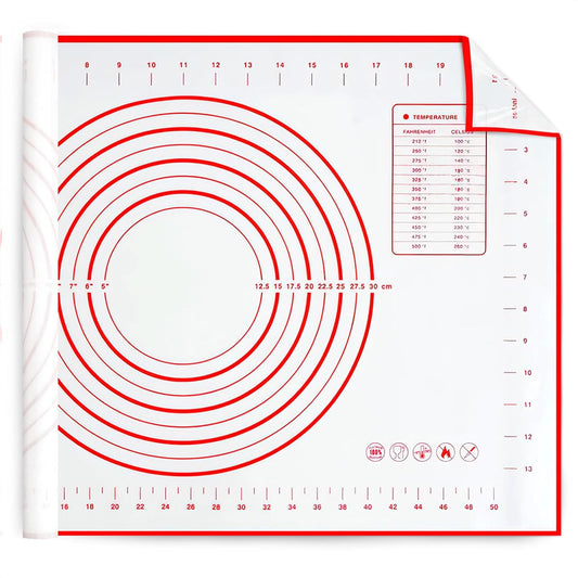 15.7x23.4 Pizza Mats for Rolling Dough - Stain-Proof Large Silicone Baking Mat with Measurements, Non-Stick Baking Rolling Mat - Heat Resistant Kneading Dough Sheet for Bread, Pizza, Pasta & Pie