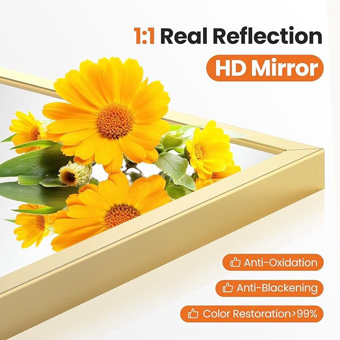 Sweetcrispy 26.5"x38" Arched Gold Bathroom Vanity Mirror - Image 3