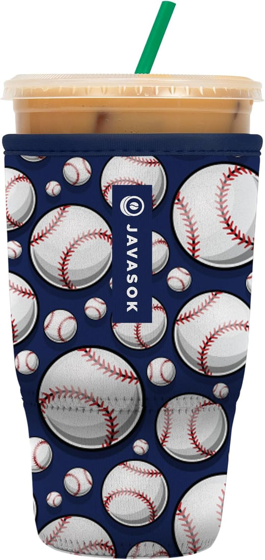 Sok It JavaSok Iced Coffee & Cold Soda Insulated Neoprene Cup Sleeve (Baseball, Large: 30-32oz)