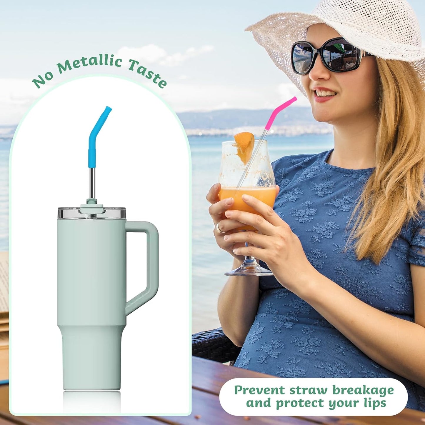 KEIFIN 6 Pcs Silicone Straw Tips 6mm 8mm Set Reusable Food Grade Rubber Straw Tips for Metal Glass Straws Replaceable Elbow Covers Fit for 6/8 mm Outer Diameter Straws