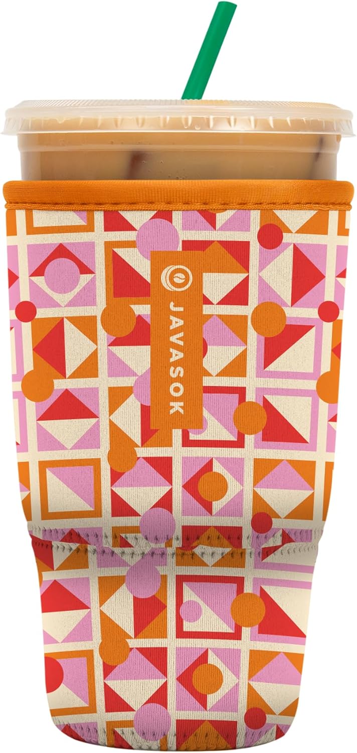 Sok It JavaSok Iced Coffee & Cold Soda Insulated Neoprene Cup Sleeve (Take Shape, Large: 30-32oz)