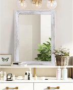 AAZZKANG Mirrors for Wall Rustic Wood Framed Hanging Mirror 28"x20" Decorative - Image 4