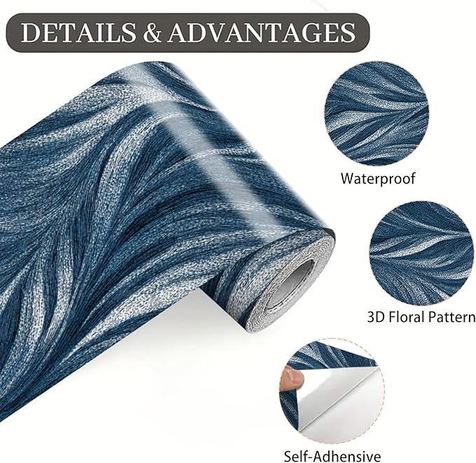 Blue Abstract Wallpaper Border 196x4 Inch Peel and Stick Wall Border Modern - Image 9