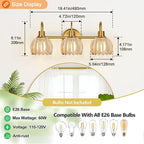 Bathroom Light Fixtures, 3-Light Brushed Gold Vanity Lights - Image 8