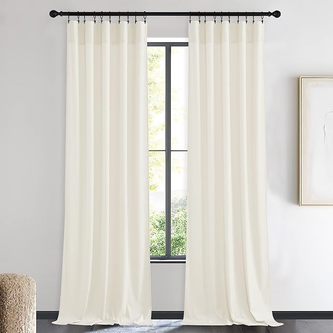 NICETOWN Ivory White Velvet Curtains 90" Length 42" Wide, Luxury and Thick - Image 2
