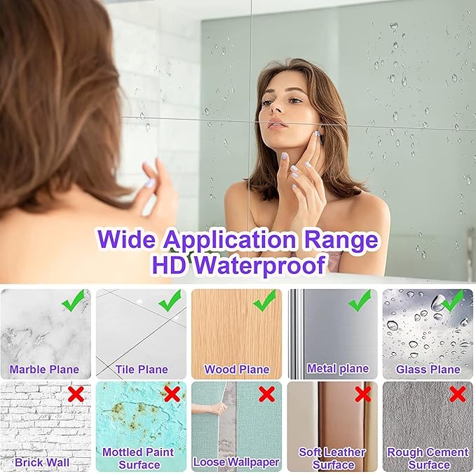 JUNEBRUSHS 4 Pack Self Adhesive Acrylic Mirror, 12X 12 Inch Mirror Tiles - Image 5