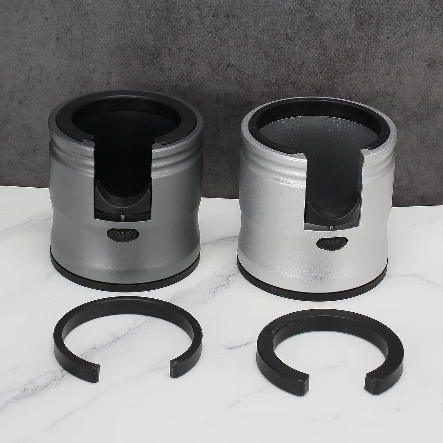 DIBTSA Espresso Tamping Station, Coffee Portafilter Holder, Aluminum Alloy Stand Fit for Most 51mm, 53mm, 54mm and 58mm Portafilter (Round,Silver)