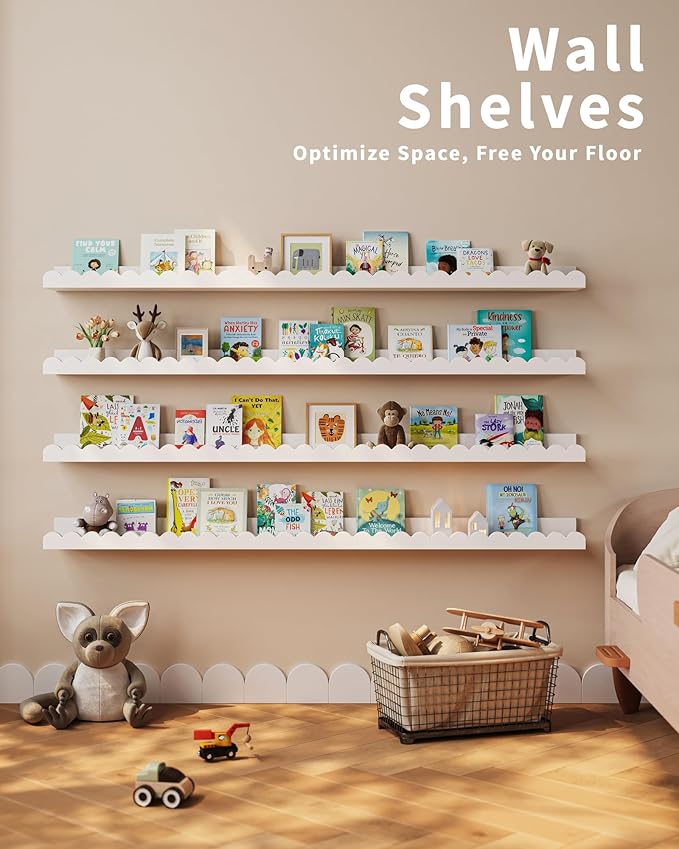 Shario Nursery Book Shelves, Scalloped Shelves, Wall Book Shelves - Image 6