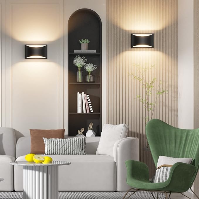 Aipsun Black Modern LED Wall Sconce Hardwired Indoor Wall Lights Set of 2 Up - Image 8