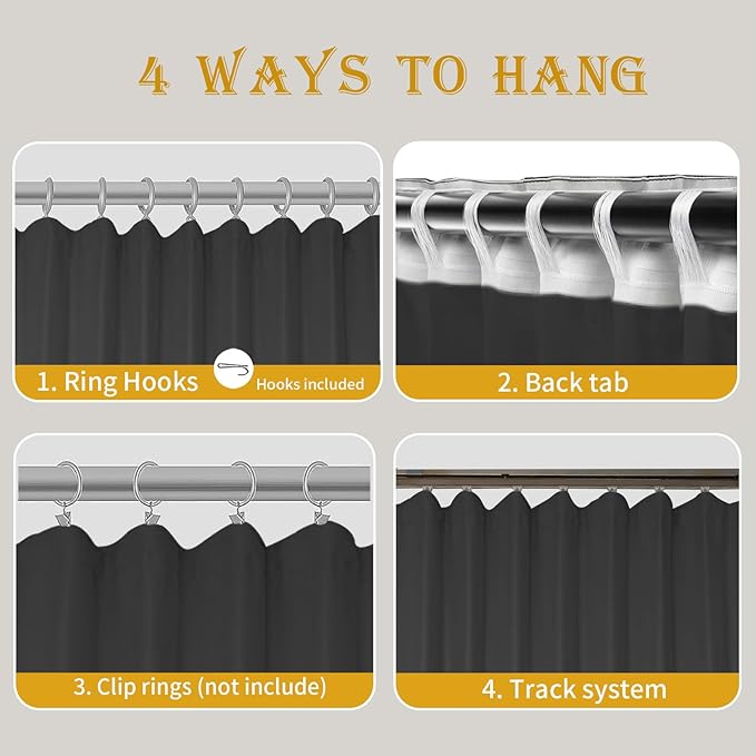 Room Divider Curtains for Ceiling Track Rod, 15 ft Wide x 9 ft Tall, 1 Panel - Image 3