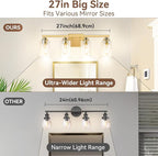 4-Light Bathroom Light Fixtures, Brushed Gold Vanity Lights, Classic Wall Lamp - Image 6