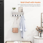 Homode Wall Shelf with Hooks, Coat Rack Wall Mount with Pegs, Hanging Entryway - Image 2