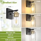 Set of 2 Wall Sconces for Bathroom, Modern Vanity Light Fixtures, Farmhouse - Image 7