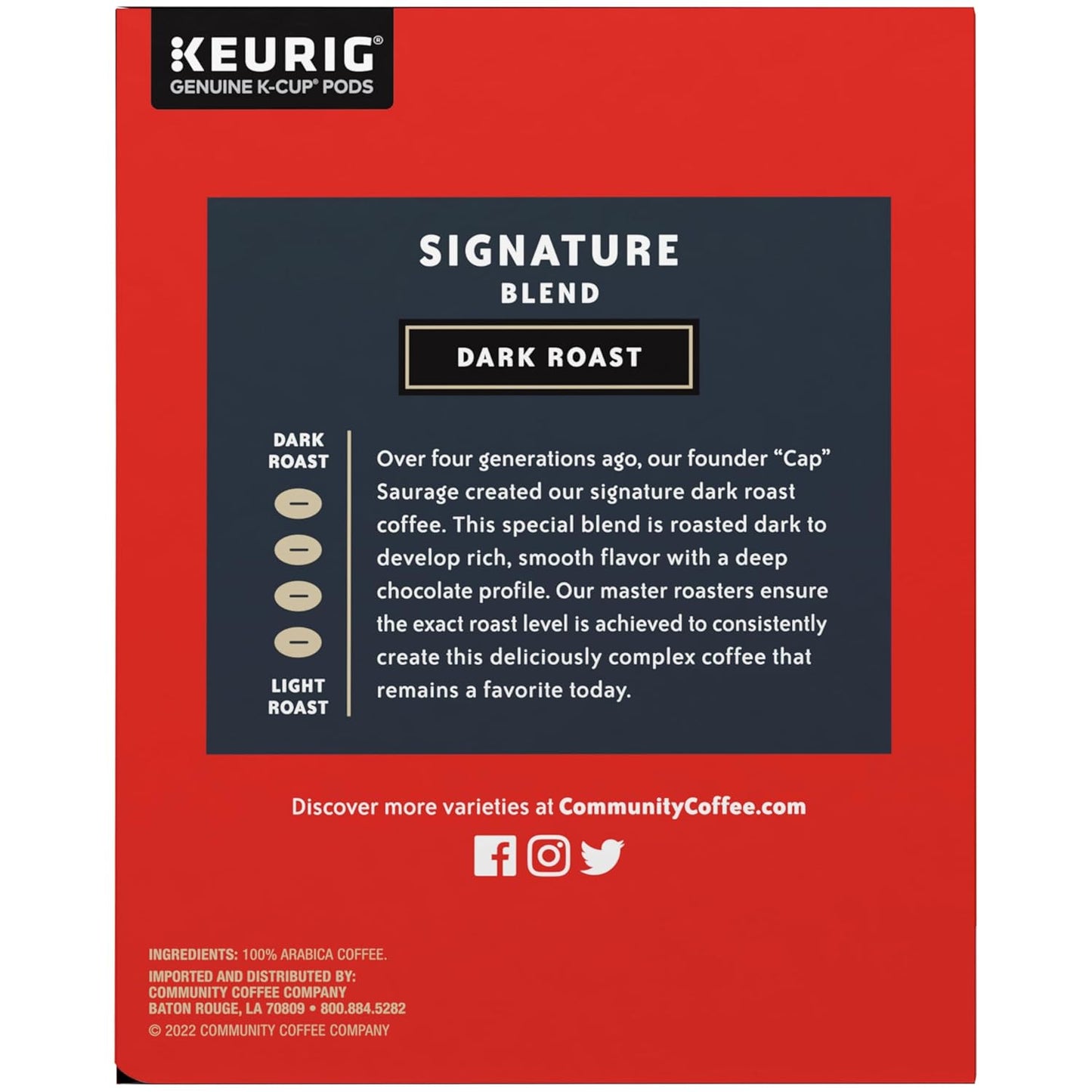 Community Coffee Signature Blend Dark Roast Single-Serve Keurig K-Cup Pods 48 Count (Pack of 1)