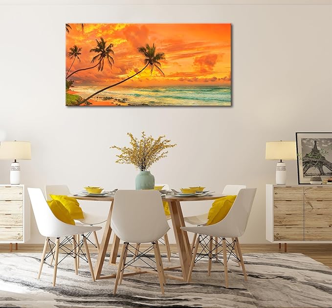 Beach Sunset Wall Art, Large Canvas Painting - Image 4