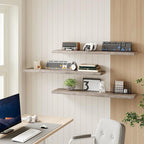 RALGEND Floating Shelves for Wall, 47.2" Large Grey Wall Shelf Set of 3 - Image 7