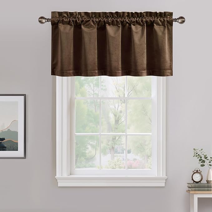 NICETOWN Brown Velvet Valance Curtains by NICETOWN