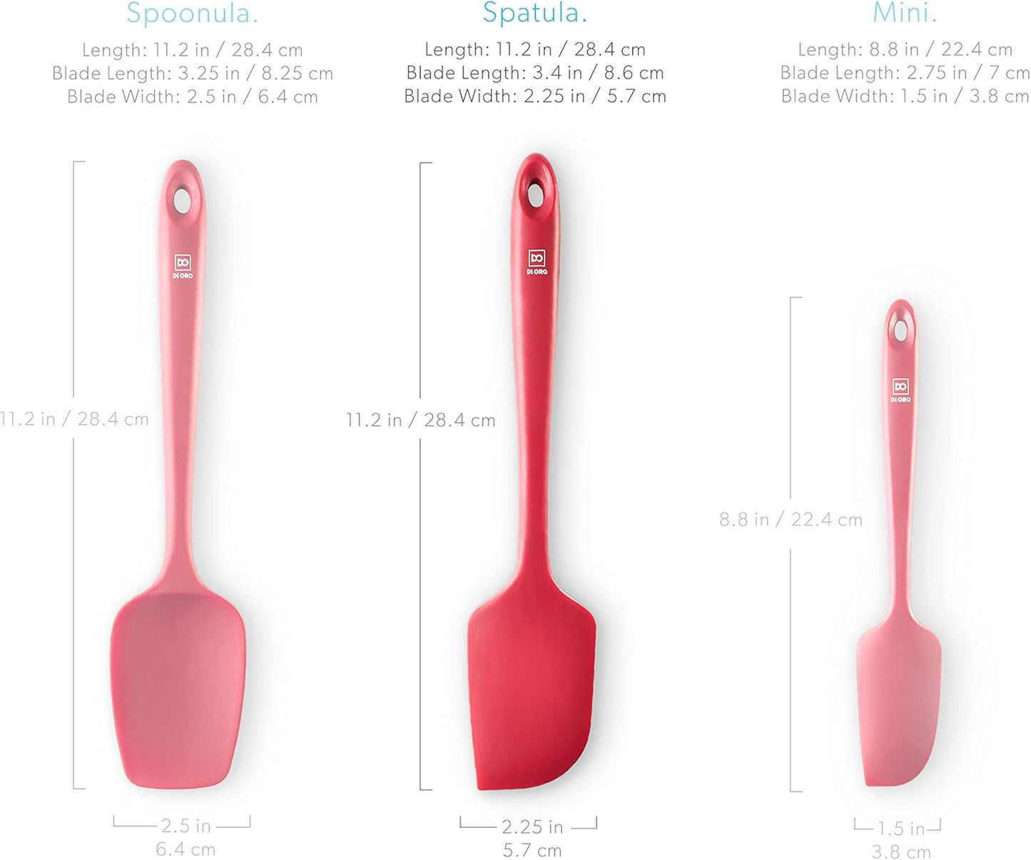 DI ORO - Large Silicone Spatula - 600ºF Heat-Resistant Spatula - Seamless Design - Pro-Grade Non-Stick Silicone Rubber with Reinforced Stainless Steel S-Core Technology (RED)