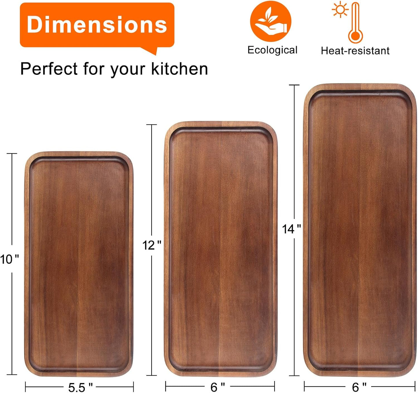 Small Wooden Serving Platters Acacia Charcuterie Boards Rectangle Wood Tray Home Decor Serving Cheese Board Appetizer Snack Plates Kitchen Dinner Platter for Food Dish Rectangular Cake Dessert Trays