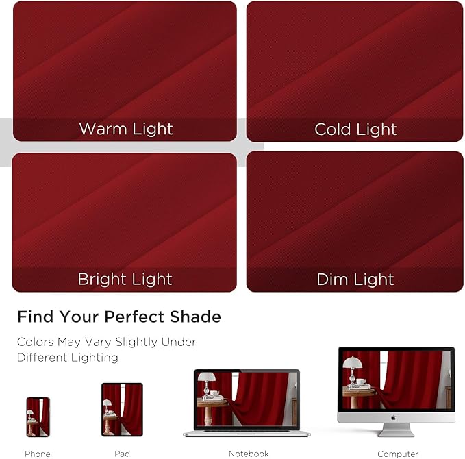 CUCRAF Red Blackout Curtains 72 inch Length 2 Panels Set, Rod Pocket Room - Image 4