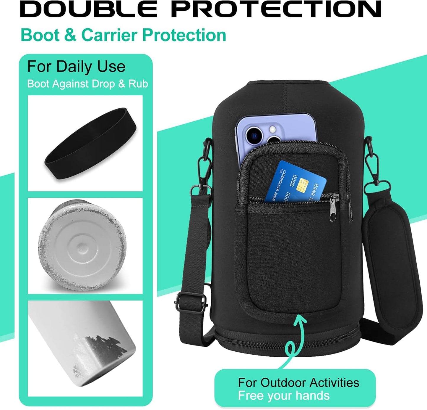 87oz 128oz Insulated Water Bottles - Keep Cold-48h Hot-24h Gallon Water Bottle with Straw, Vacuum Stainless Steel Water Flask Leak Proof, Metal Large Water Jug with Carrier Sleeve, Paracord Handle