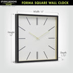 Forma Square Modern Wall Clock, Quartz Movement, Glass Face, Contemporary - Image 3