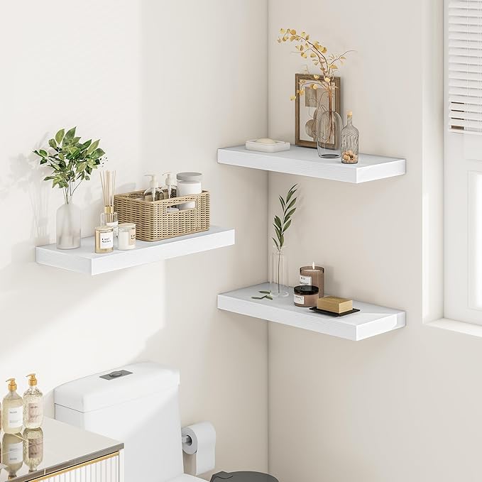 Vivelove White Floating Shelves Over Toilet, 24/36/48/55 Inch X 12 Deep Shelves - Image 2