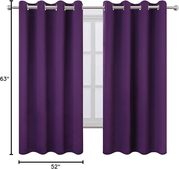 LEMOMO Blackout Curtains 52 x 63 inch/Purple Curtains Set of 2 Panels/Thermal - Image 10