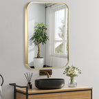 22x30 Inch Gold Bathroom Mirror, Brushed Gold Metal Framed Rectangular Mirror - Image 9