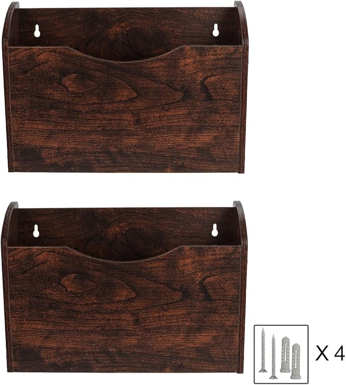 PAG Wall File Holder Wall Mounted Wood Hanging File Organizer - Image 6