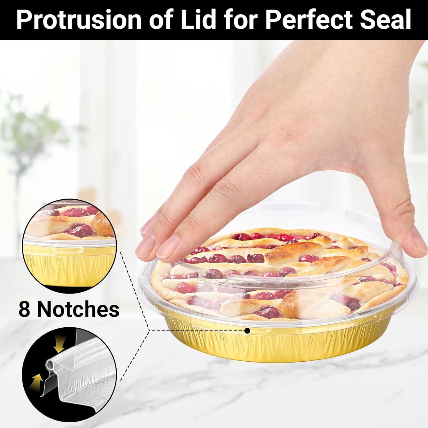 EUSOAR Cake Pans with Lids, 50pcs 10oz/275ml Aluminum Disposable Ramekins Oven Safe Muffins Liner, Foil Baking Cups Cheesecakes Creme Brulee Container Pie Holders for Bakery Wedding Birthday Party