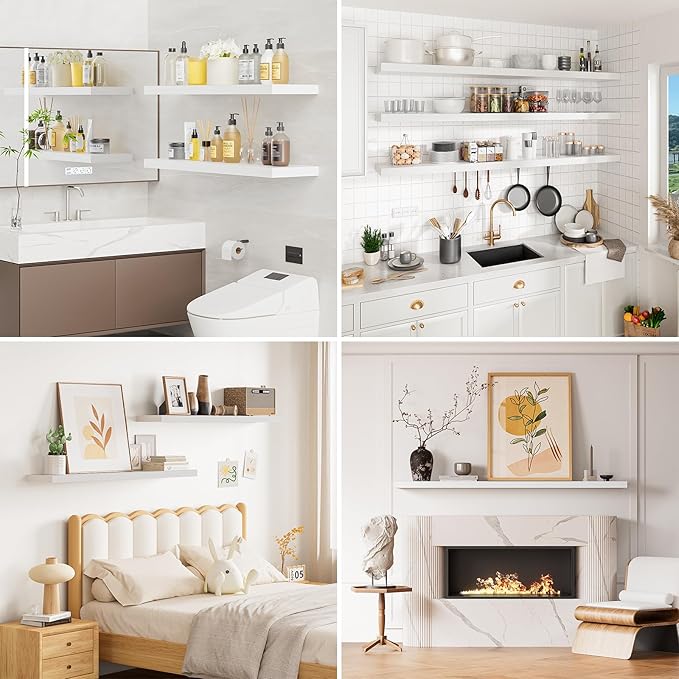 Heimlove Floating Shelves for Wall 36 Inches Long, 9.3" Deep White Floating - Image 6