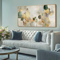 Gold Circle Modern Artwork Framed Abstract Wall Art Green Canvas Decor 24"x48" by YJYart