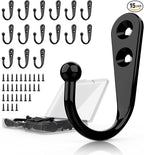 15 Pcs Black Wall Mounted Coat Hooks, Hanger Hook by PRIGVOT