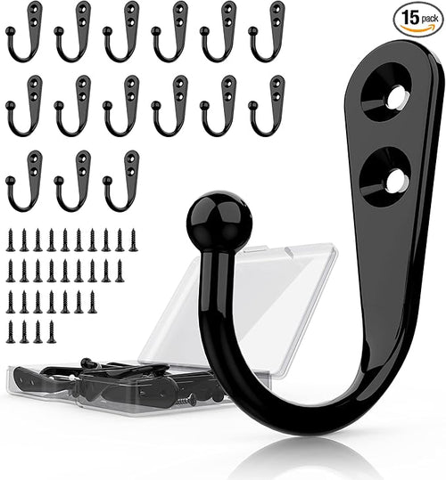 15 Pcs Black Wall Mounted Coat Hooks, Hanger Hook by PRIGVOT